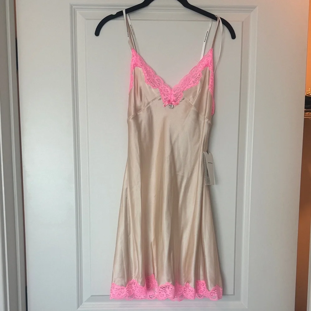 NWT Alexander Wang Silk Slip Dress with Lace - Picture 3 of 7